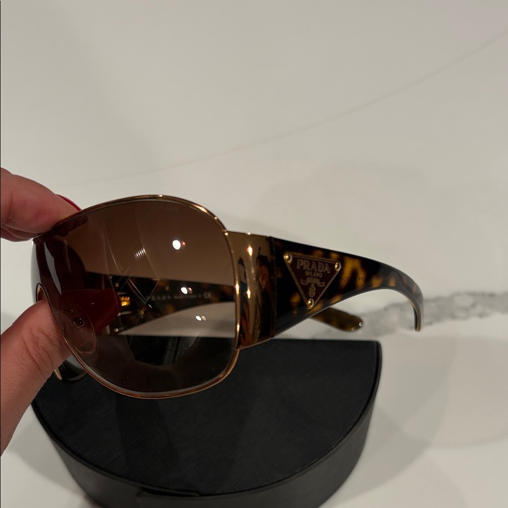 Prada Tortoiseshell and Brown Oversized Sunglasses